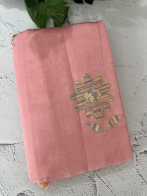 Tussar finish soft silk saree with thread embroidery MTS568 PeachPink