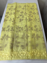 Premium Organza saree with tissue appliqué work - MMG310 - Yellow