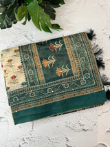 Semi Chanderi saree with hand kanta embroidery MS9899