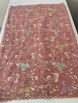Pure Georgette saree with embriodery and applique work MS15567 PeachyPink
