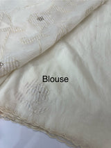 Mul chanderi applique work saree  MSH931 - Offwhite to Palemauve