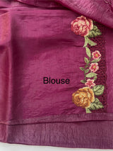 Crush Organza cutwork & embroidery saree MS7544- Wine