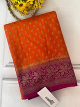 Banarasi viscose Georgette saree MKGS611- Orange to Magenta