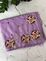 Glass tissue organza saree with embroidery MSF130