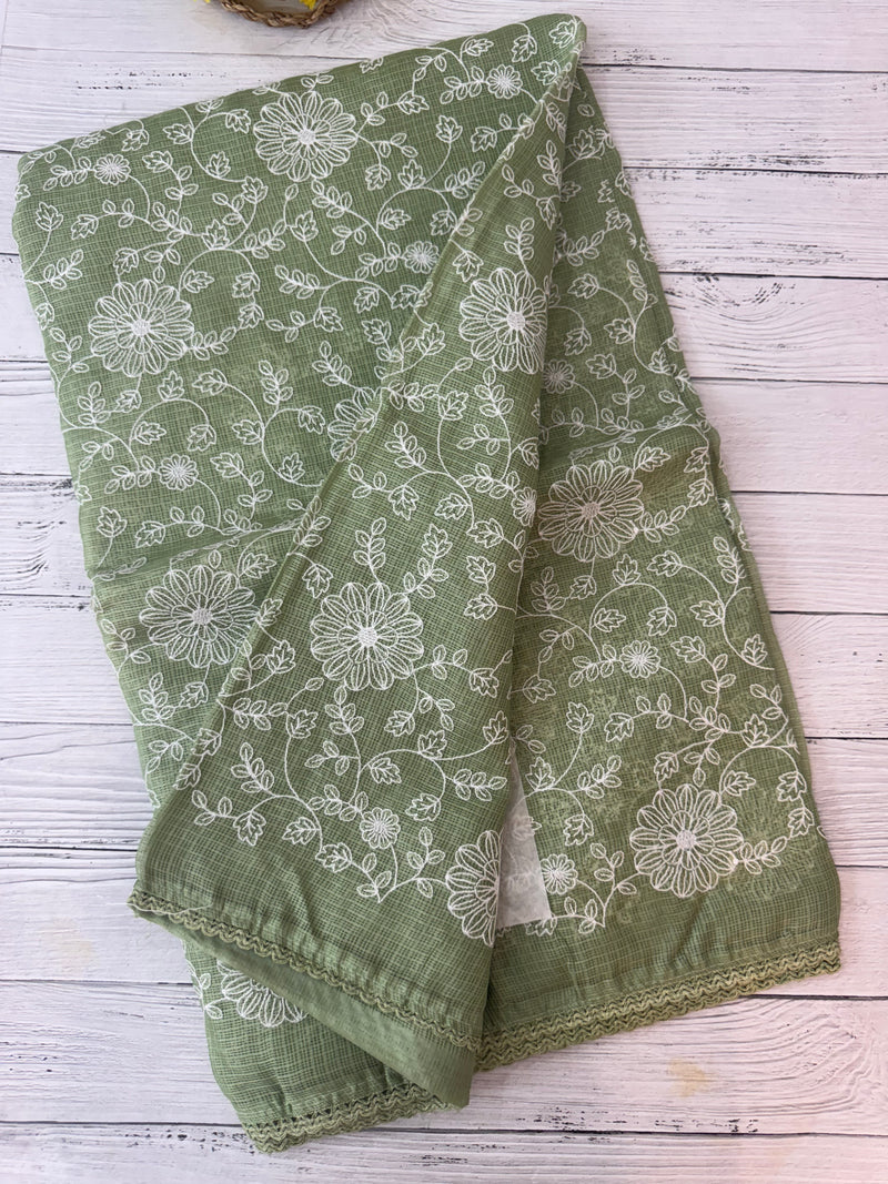 Soft kota checks saree with embroidery SVPIIY- DuskyOrange