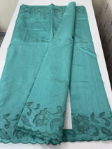 Semi silk saree with applique borders MSH231 BlueGreen