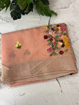 Soft Tissue linen Silk embriodery saree MS49876