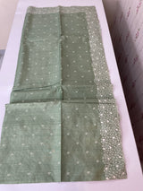 Semi tussar saree with embroidery MST121 - PastelGreen