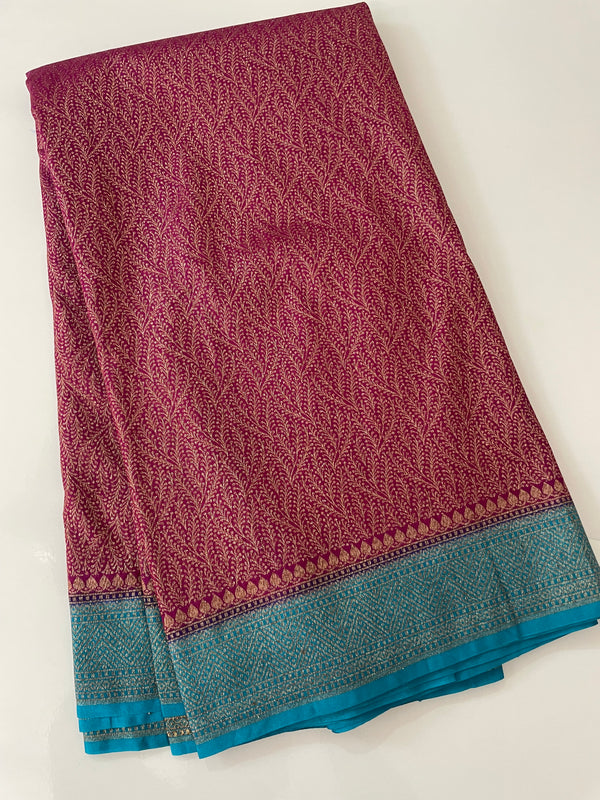 Banarasi semi katan saree with contrast border SHKNTNM