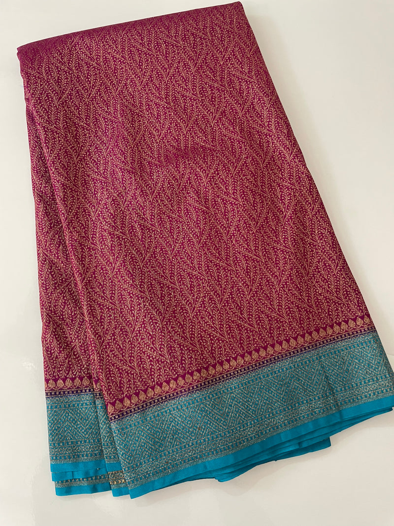 Banarasi semi katan saree with contrast border SHKNTNM