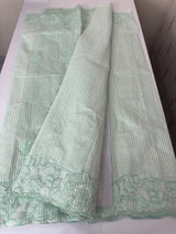 Striped Mul chanderi saree with applique borders MSH987 - Pastel BluemixGreen