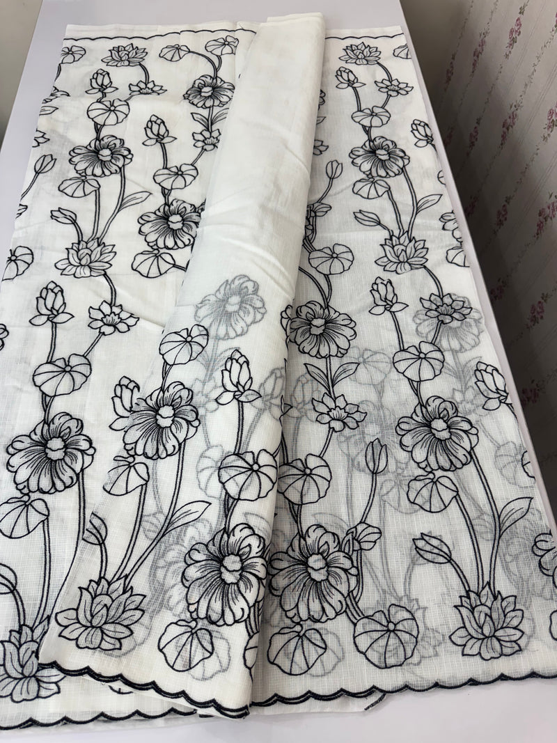 NetKota embriodery saree  MSH119 Black & White