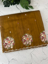 Blended tussar silk saree with embroidery- MS1072 SpicyMustard