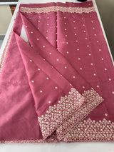 Satin soft semi tussar saree with embriodery - MSS894