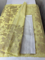 Premium Organza saree with tissue appliqué work - MMG311- Yellow