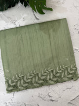 Semi tussar saree with cutwork MSHK566 DustyGreen