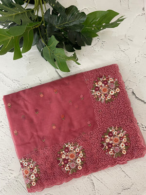 Organza saree with embroidery borders- MS7891