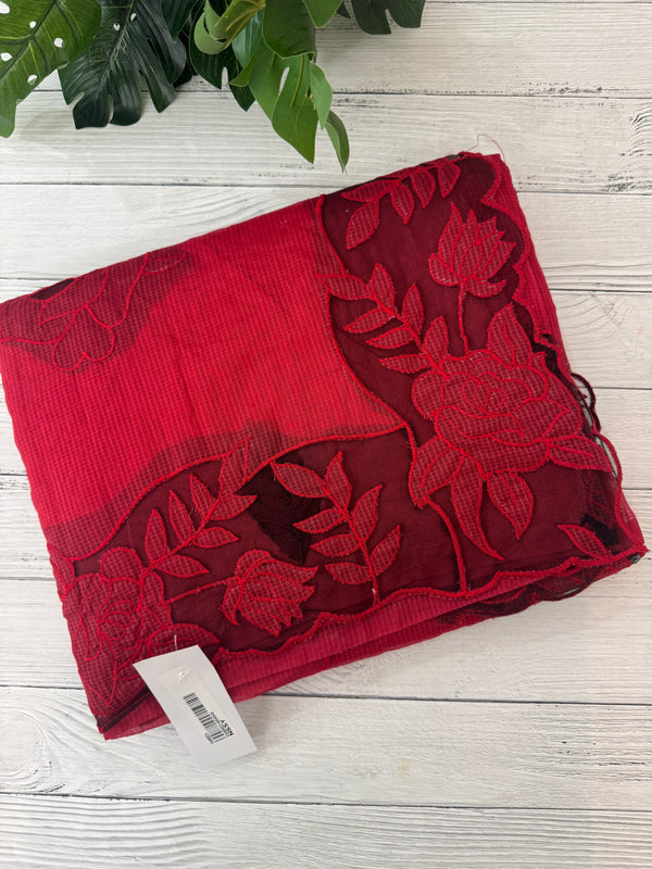 Kota saree with applique work MS6677 - Red to Black