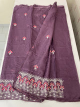 Soft kota checks saree with embroidery - MS7645 Mauve