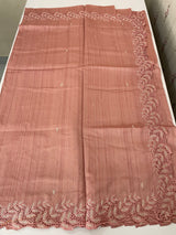 Semi tussar saree with cutwork MSHK566 DustyPeach