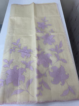 Moonga checks saree with Applique work  MSH160 - Cream & Lavender