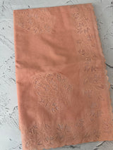 Mul chanderi saree with applique borders MSH112 - Peach 2