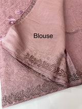 Cutwork satin mix Blended tussar saree with thread work MTS9078- Pastel OnionPink