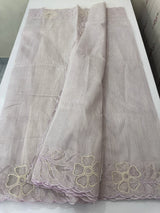 Khadi supernet applique work saree  MSH167 Lilac