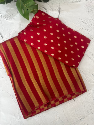 Viscose Georgette saree with blouse MS4588 Red