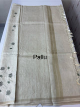 Blended soft tussar saree with embriodery - MS8186 Cream
