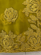 Soft Crush Organza-Chiffon saree with embroidery and cutdana work - MOS5785