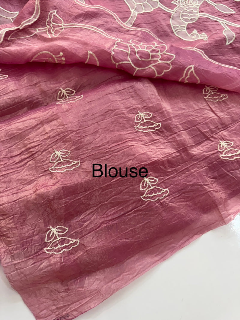 Crush Organza Applique work saree MS14987