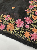 Soft kota checks saree with embroidery  - MS7843 Black