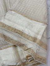 Crepe chiffon georgette saree with checks MS40097 OFFWHITE