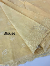 Soft kota silk saree with applique work MS85432 Yellow