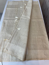 Blended tussar saree with embriodery - MS8665 Pearl Cream