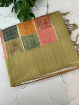 Semi soft Matka silk saree with borders MSS599