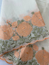 Mul chanderi embriodery saree with scalloped borders MSH176