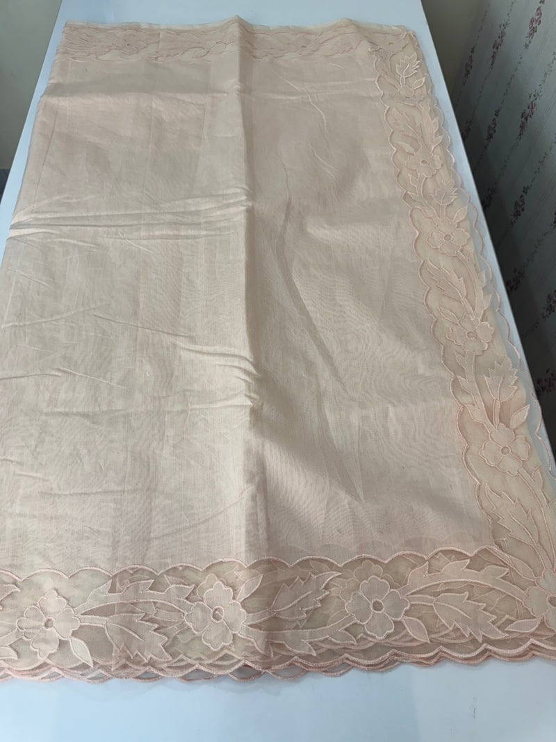 Mul chanderi saree with applique borders MSH111 PastelPeach