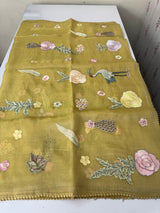 Tissue organza saree with thread pollen work MS15242