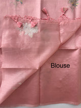 Tussar finish soft silk saree with thread embroidery MTS568 PeachPink