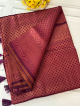 Brocade soft silk saree in copper zari weaving  MS6771