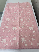 Mul chanderi applique work saree  MSH146 PastelPeachy Pink