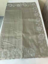 Semi tussar saree with applique borders MSH999 Taupe