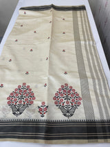 Blended tussar silk saree with embroidery- MSH490