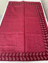 Semi tussar saree with cutwork MSHK566 Cranberry