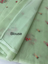 Lightweight NetKota saree with cross stitch embroidery MS143 - PistaGreen