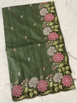 Cutwork Semi tussar saree with cross stitch embroidery MTSS855