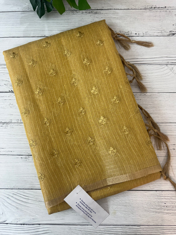 Tissue Silk embriodery saree MS49888- DuskyYellow