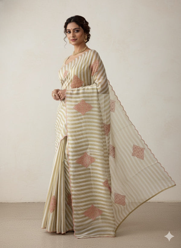 Tissue mix Soft silk saree with embroidery MS8146